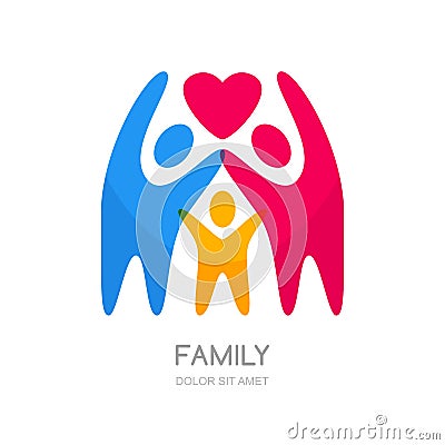 Abstract multicolor people silhouette. Illustration of happy family or kids. Vector Illustration