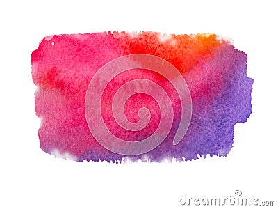 Abstract multicolor rainbow watercolor textured background on a white isolated background Stock Photo