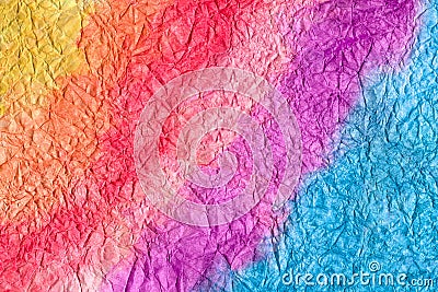 Abstract multicolor watercolor hand painted background on crumpled textured paper Stock Photo