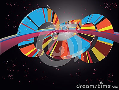 Abstract Multicolored 3D Wheel in Space Vector Illustration