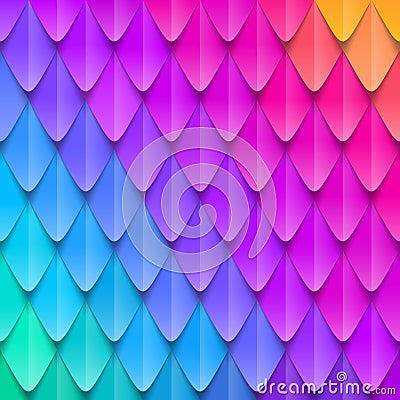 Abstract multicolored background. Paper colorful artificial squama or plumage. Vector Illustration