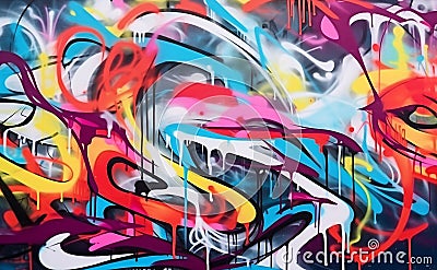 Abstract multicolored graffiti drawings. Generative AI Stock Photo