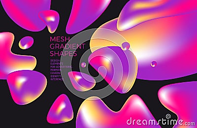 Abstract multicolored holographic 3D background with figures and shapes for web sites, packaging, poster, billboard, advertisement Vector Illustration