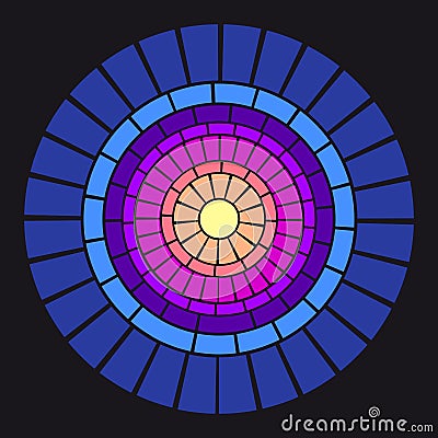 Abstract multicolored mosaic circle on a dark background Vector Illustration