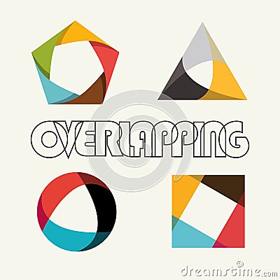 Abstract multicolored overlapping geometric polygon shape logo design marks Vector Illustration