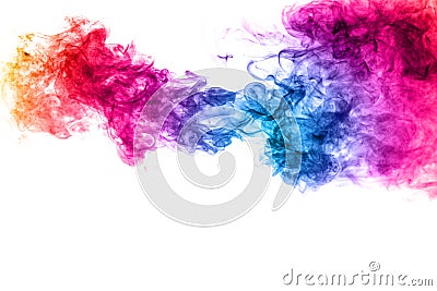 Abstract multicolored smoke on white background Stock Photo