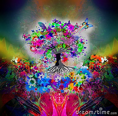 Abstract multicolored Tree Stock Photo