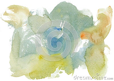 Abstract multicolored watercolor stain isolated on a white background. Stock Photo