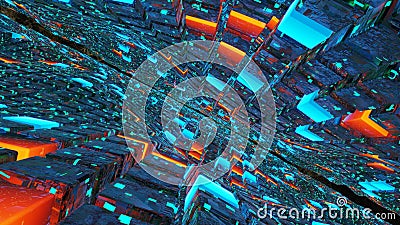 Abstract multicoloured cubes. Futuristic high-tech computer concept. Cartoon Illustration