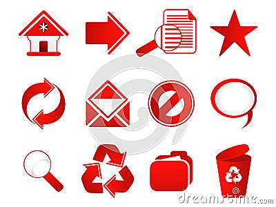 Abstract multiple red web icon set Vector Illustration