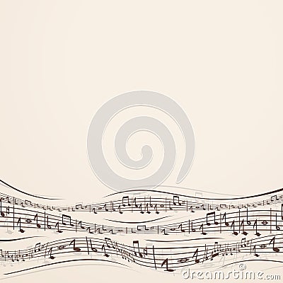 Abstract Music Background with Random Note Vector Illustration