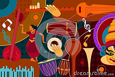 Abstract Music collage background Vector Illustration