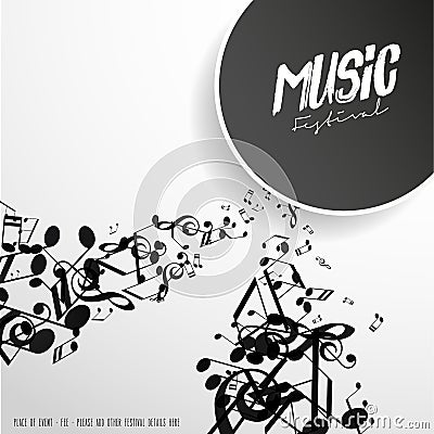 Abstract music festival advertising poster template with tunes. Vector Illustration