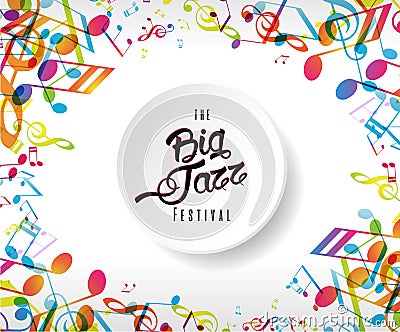 Abstract music festival advertising poster template with tunes. Vector Illustration