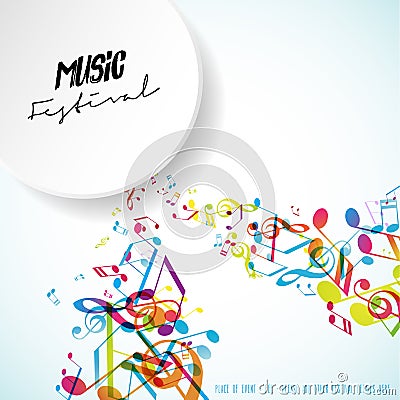Abstract music festival advertising poster template with tunes. Vector Illustration