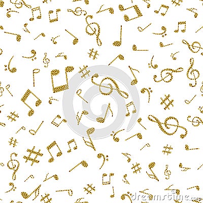 Abstract music golden notes seamless pattern background vector illustration for your design Vector Illustration