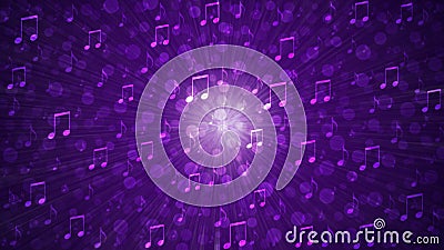 Abstract Music Notes Blast in Blurry Dark Purple Background Stock Photo