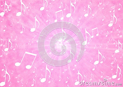 Abstract Music Notes Blast in Blurry Grungy Light Pink Background Stock Photo