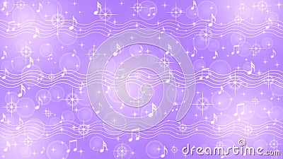 Abstract Music Notes and Staves in Shining Purple Background Stock Photo