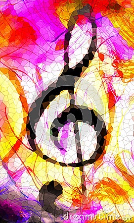 Abstract music theme background with music clef, modern design. Mosaic effect. Stock Photo