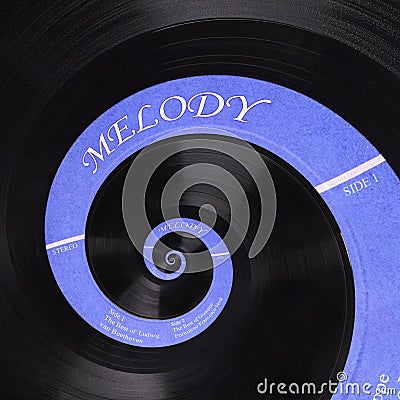 Abstract music vinyl disc spiral fractal background. Retro music vinyl disc abstract fractal. Vintage musical conceptual image Stock Photo