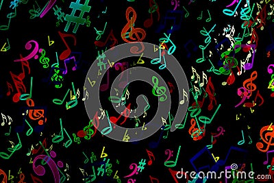 Abstract musical background. in graffiti style. Notes. Music. Fa Stock Photo