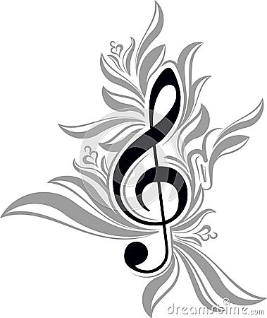 Abstract musical background with treble clef. Vector Illustration