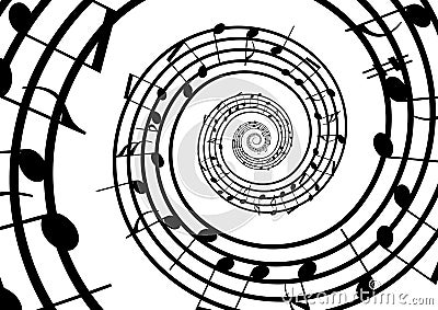 Abstract musical lines with notes Vector Illustration