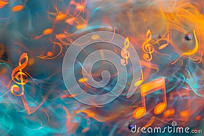 Abstract musical notes dancing in air - canon eos 5d mark iv dslr artistic high-quality photograph Stock Photo