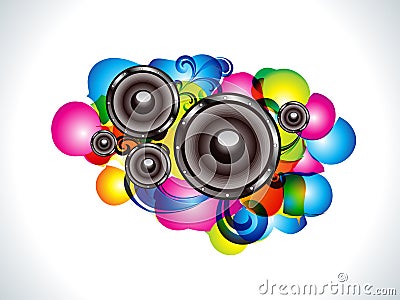 Abstract musical sound with floral Vector Illustration