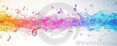 Abstract musical visualization with neural network. Stock Photo