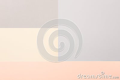 Abstract Muted Earthy Tones Paper Texture Minimalist Background. Geometrical pale colored paper flat lay background. Stock Photo