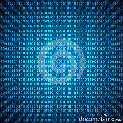 Abstract mystic binary code digits blue lines background eps10 Vector Illustration