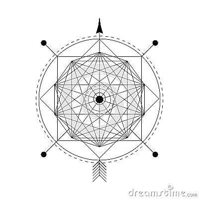 Abstract mystical geometry symbol. Vector linear alchemy, occult and philosophical sign. Stock Photo