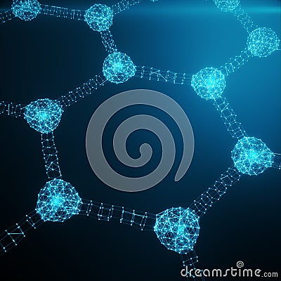 Abstract nanotechnology hexagonal geometric form close-up, concept graphene atomic structure, concept graphene molecular Stock Photo