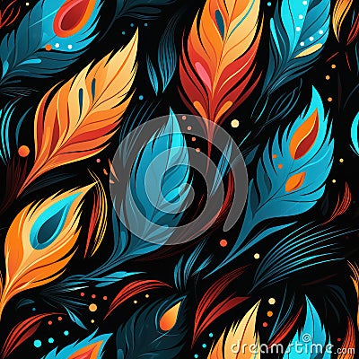 Abstract Native Patterns: Seamless Acrylic Design AI Generated Cartoon Illustration