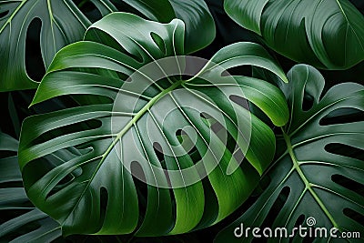 Abstract natural background. Exotic tropical leaves pattern. Creative background with monstera leaves. Jungle fauna Stock Photo