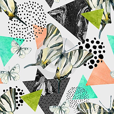 Abstract natural geometric seamless pattern Cartoon Illustration