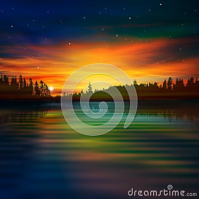 Abstract nature background with sunrise Vector Illustration