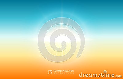 Abstract nature blurred sky background summer sunlight with flare sun. Vector Illustration