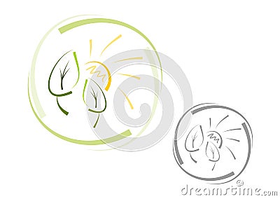 Abstract nature logo: Sun and leaves Vector Illustration