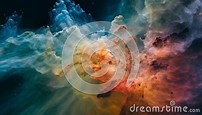 Abstract nebula waves in deep space, a glowing mystery design generated by AI Stock Photo