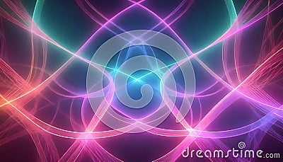 Abstract neon background with intricate, interlocking geometric neon shapes, radiating a mesmerizing, dynamic energy. Perfect for Stock Photo