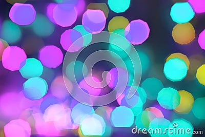 Abstract neon bokeh lights background. Beautiful festive color background Stock Photo