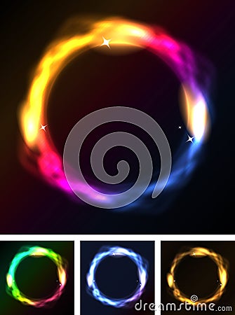 Abstract Neon Circles Or Galaxy Ring Vector Illustration