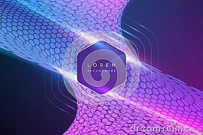 Abstract neon color hexagonal background Stock Photo