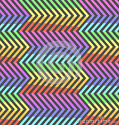 Abstract neon contrast rainbow zigzag pattern Stock Photo