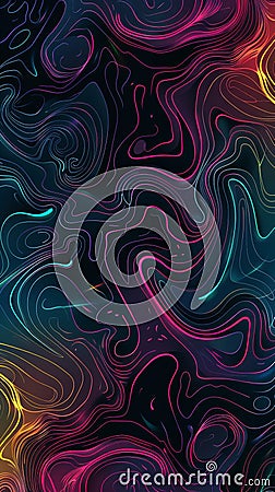 Abstract neon fluid lines background, colorful wavy pattern in gradients concept Stock Photo