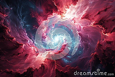 Abstract Neon Fractal Space Stylize - AI Generated Stock Photo