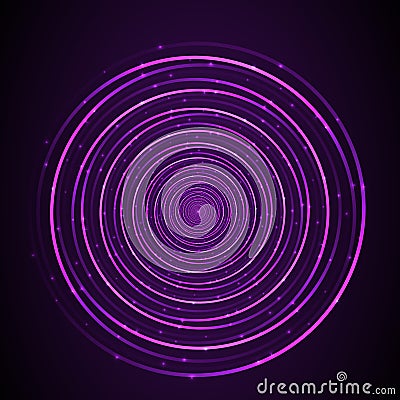 Abstract neon glowing circles on dark background. Vector Illustration